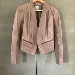 Halogen Leather Jacket Taupe Size XS